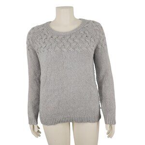 Women's Mossimo Supply Co Gray Sweater XL Thick Cable Knit Crochet Detail
